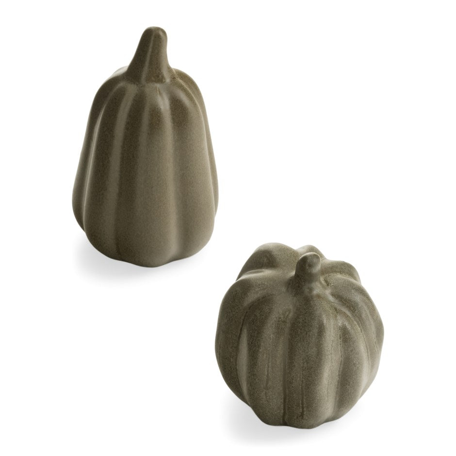 Petite citrouille en céramique - vert olive