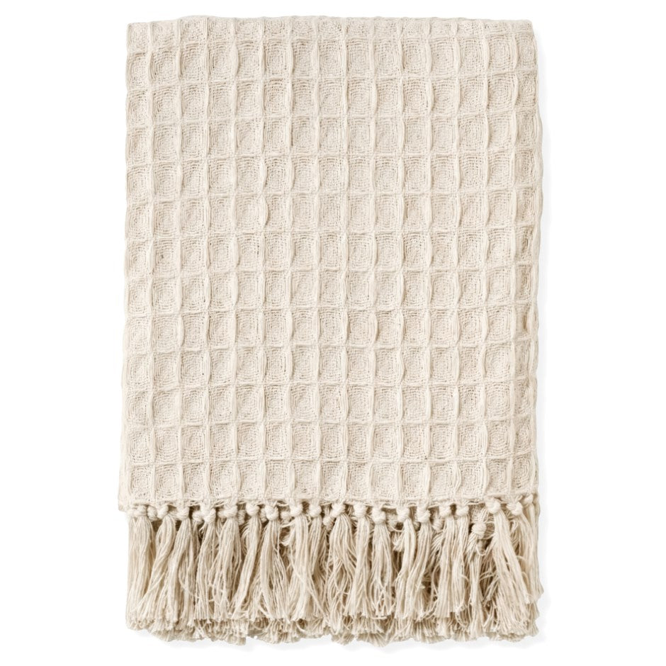 Jeté en coton gaufré beige