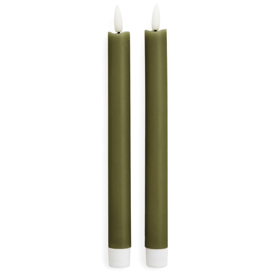 Duo chandelles LED Vert olive
