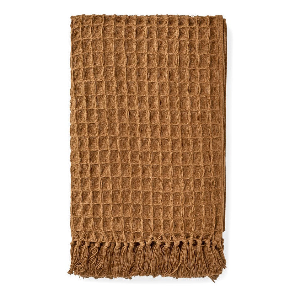 Jeté en coton gaufré brun sépia