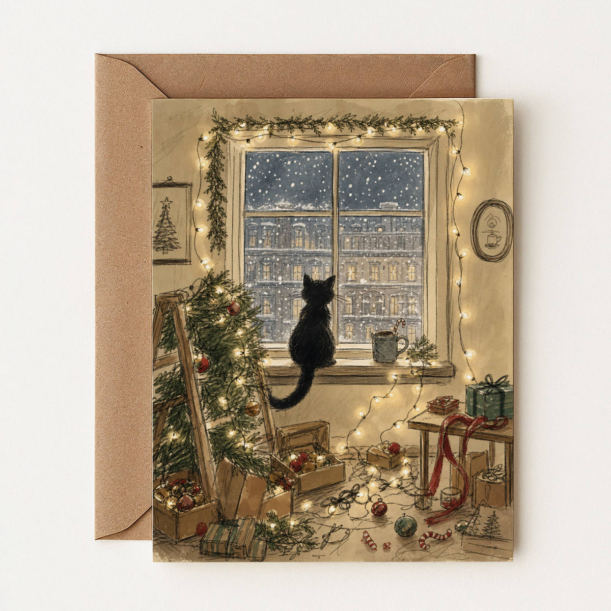 Carte de chat pour la veille de Noël