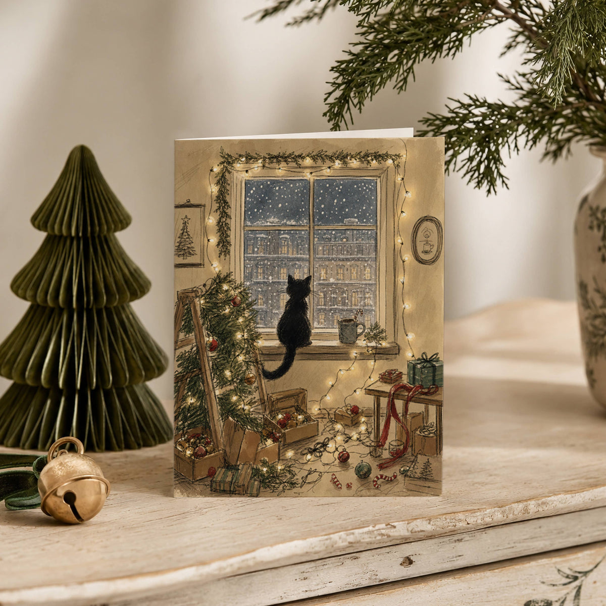 Carte de chat pour la veille de Noël