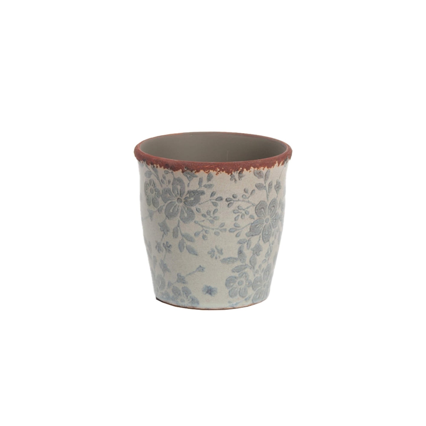 POT AVEC MOTIF FLORAL BLEU