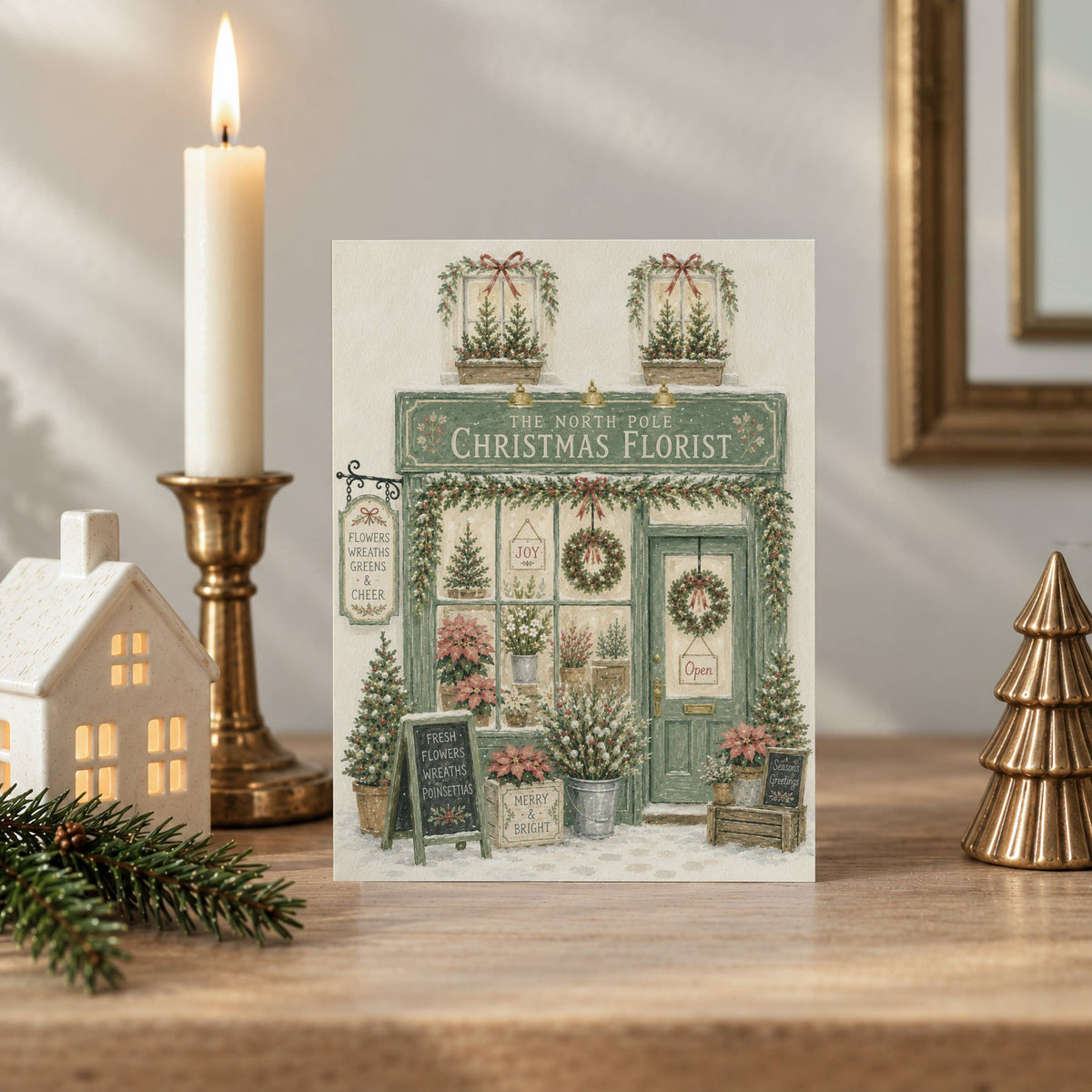 Carte de la boutique de fleurs de Noël