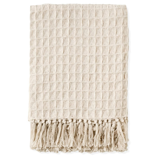 Jeté en coton gaufré beige