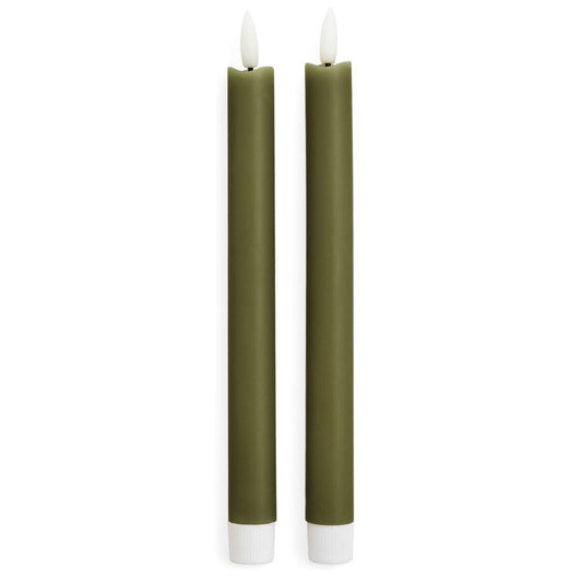 Duo chandelles LED Vert olive