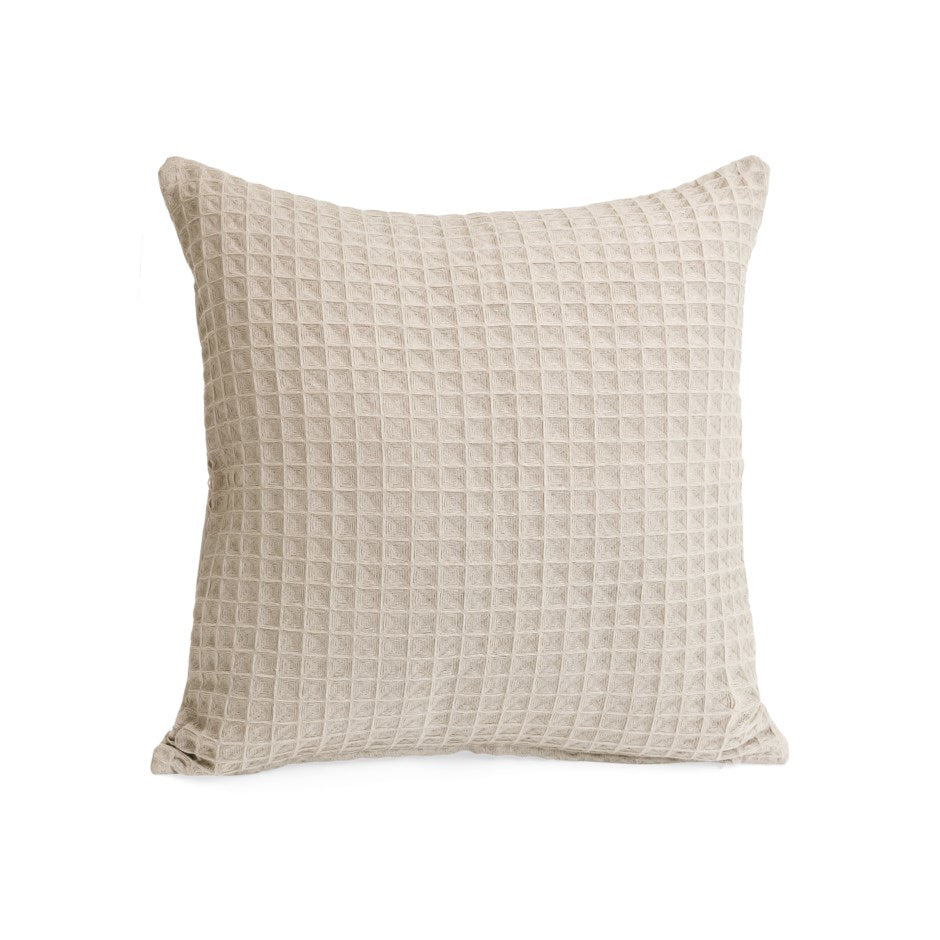 Coussin en coton gaufré beige
