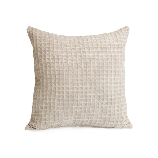Coussin en coton gaufré beige