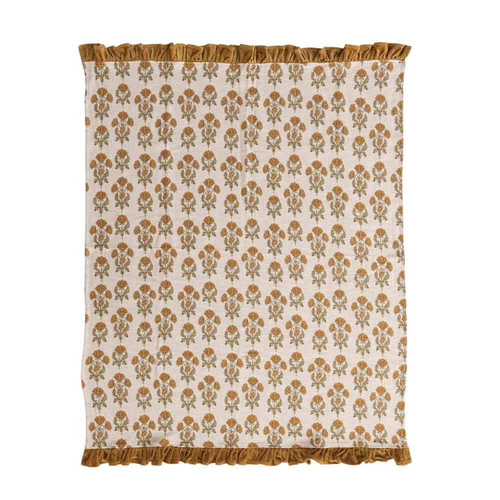 Jeté en coton motif floral