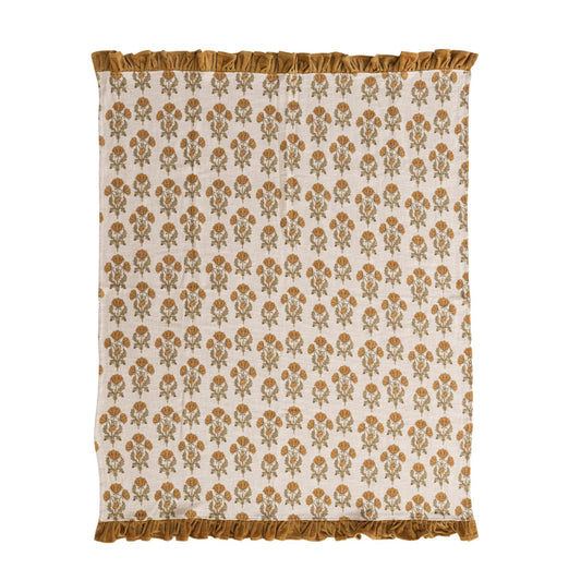 Jeté en coton motif floral