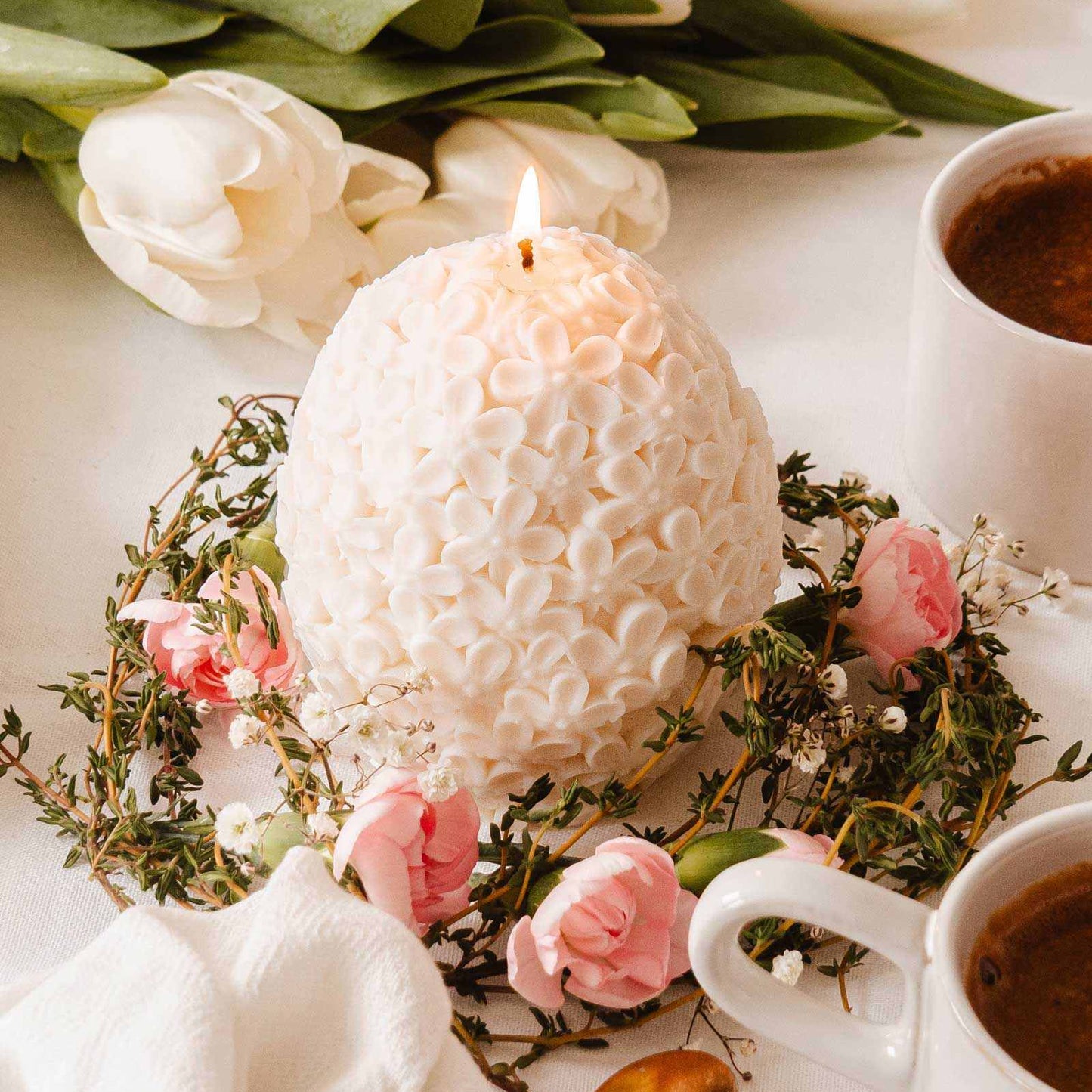 L'œuf fleuri - Bougie Décorative en Soya
