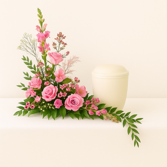 Arrangement Urne-rose