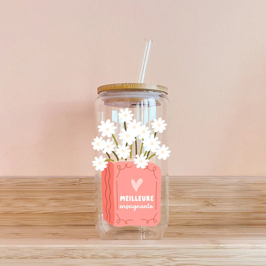 Verre meilleure enseignante - Livre en fleurs