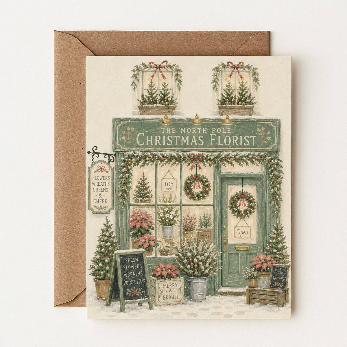 Carte de la boutique de fleurs de Noël