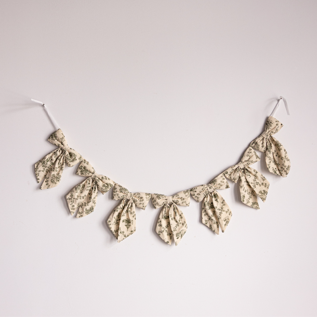 Guirlande de nœuds en tissu « toile de jardin » verte