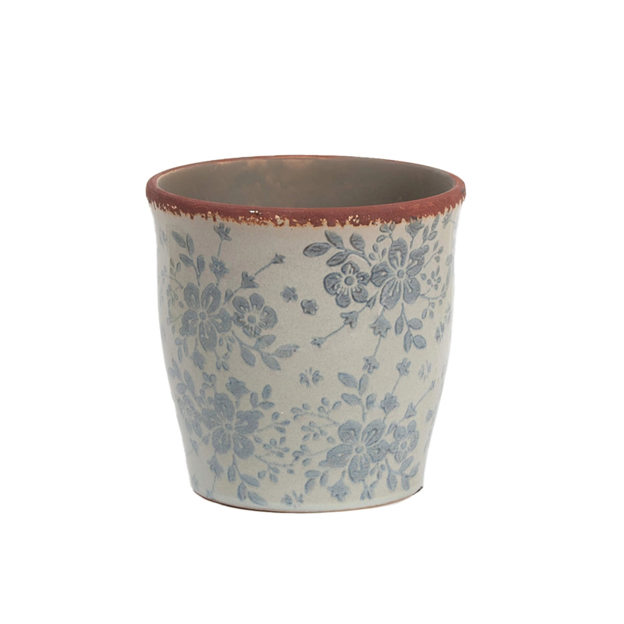POT AVEC MOTIF FLORAL BLEU