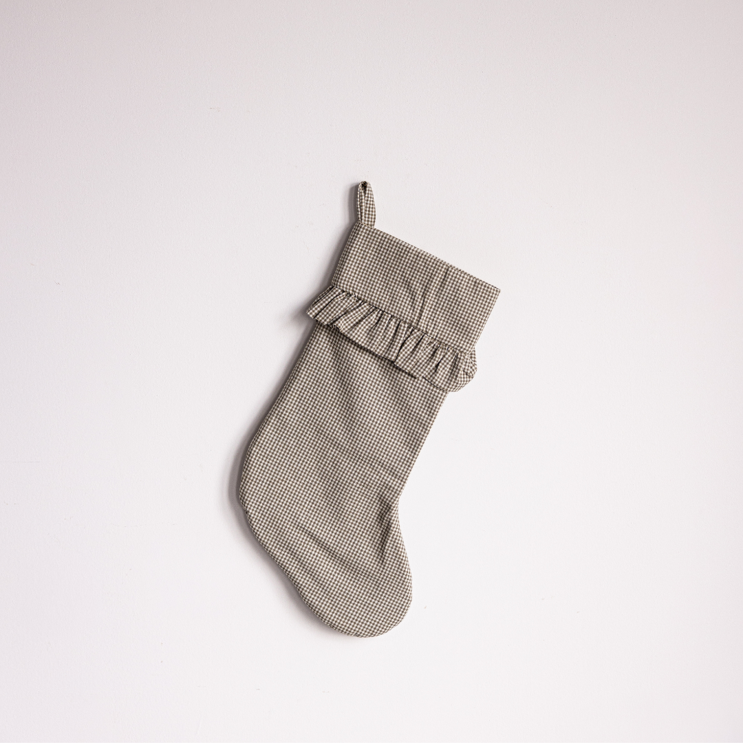 Mini chaussette de Noël vichy olive